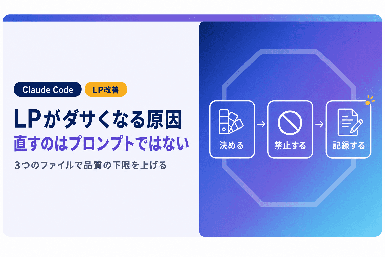 AIで作ったLPがダサくなる原因|Claude Codeで改善する3つのファイル