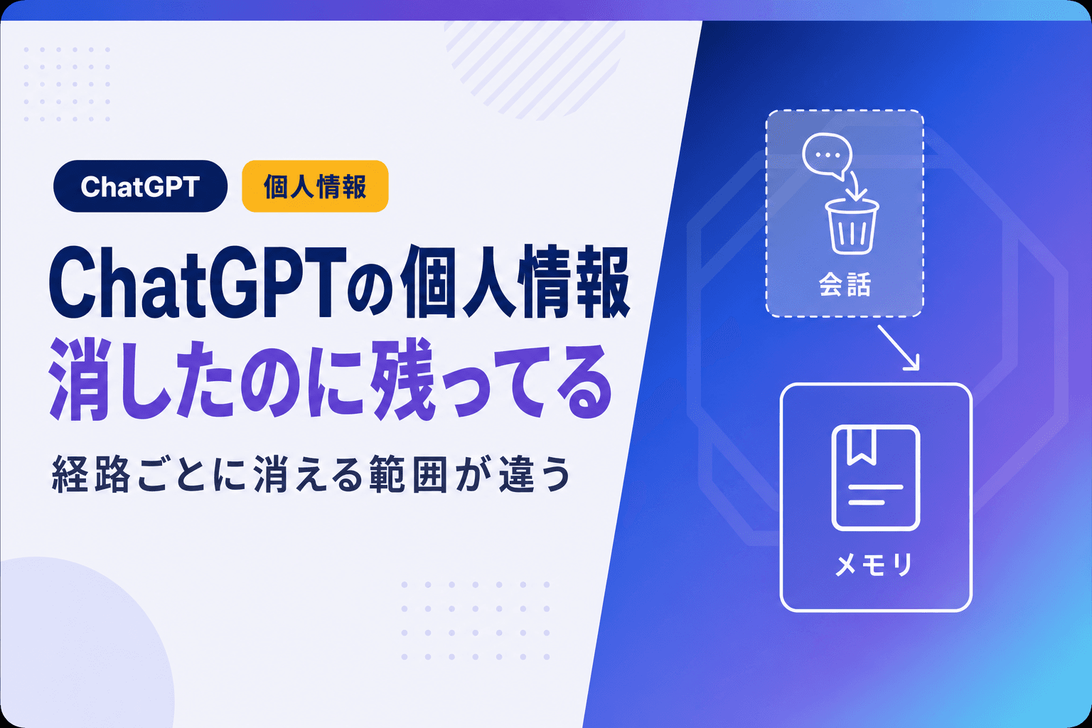 ChatGPTに入れた個人情報の消し方|経路ごとに消える範囲が異なる